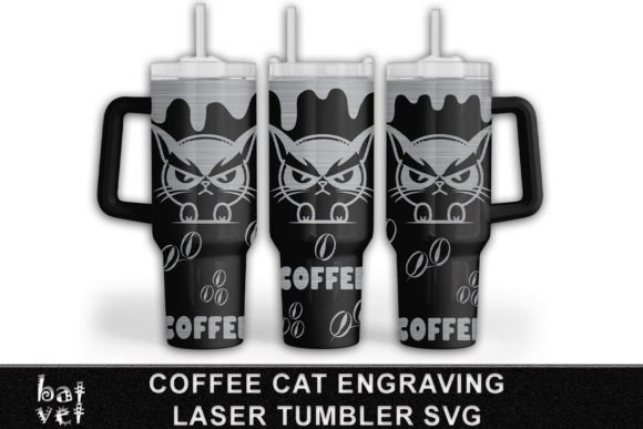 40 Oz Coffee Cat Tumbler Engraving SVG Graphics