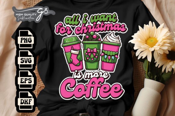 All I Want for Xmas Coffee Cup SVG: Graphics & Crafts