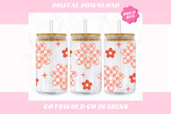 Boho Retro Flower Cup Wrap: Graphics & Illustrations