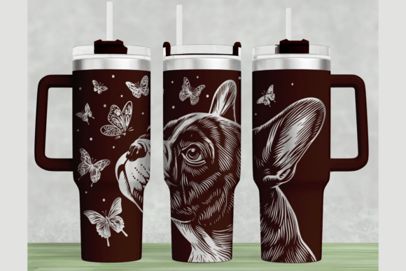 Bulldog 40oz Laser Tumbler Wrap SVG: Graphics for Tumbler Wraps