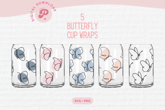 Butterfly Cup Wrap SVG Bundle: Graphics & Illustrations for Editorial Charm