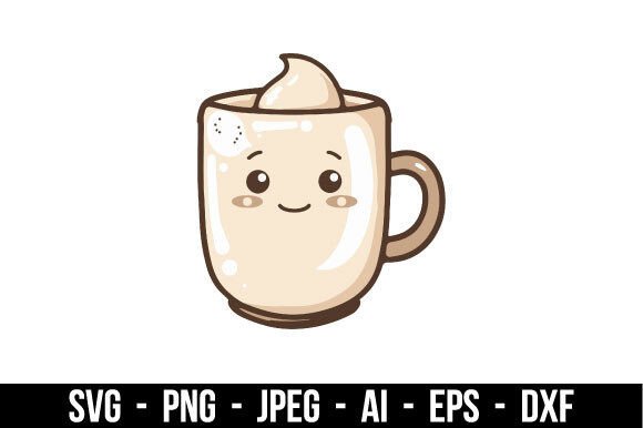 Caffeine Latte Coffee Cup SVG: Graphics & Illustrations for Local Branding