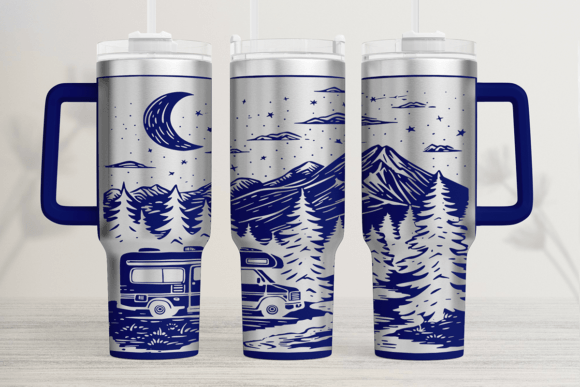 Camping 40oz Laser Tumbler Wrap SVG: Graphics for Authentic Tumbler Wraps
