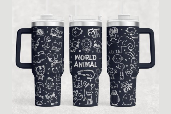 Cute Animals 40oz Laser Tumbler Wrap SVG Graphics