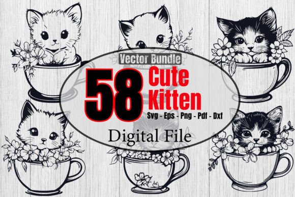 Cute Kitten SVG Bundle: Graphics for Crafts & Content