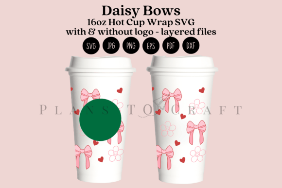 Daisy Bows 16oz Hot Cup Tumbler Wrap SVG: Graphics for Crafts