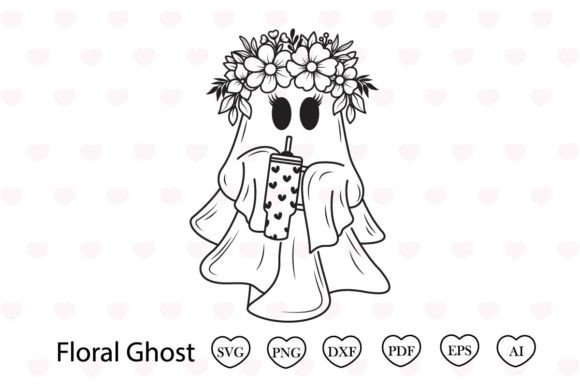 Floral Ghost Tumbler SVG: Graphics & Print Templates