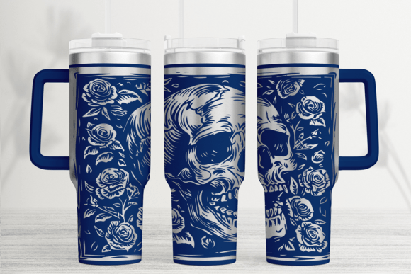 Gothic Skull 40oz Laser Tumbler Wrap SVG: Graphics for Bold Tumbler Wraps