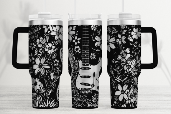 Guitar Flower Laser Tumbler Wrap SVG: Graphics for Tumbler Wraps