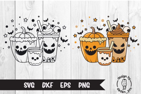 Halloween Coffee Latte Cup SVG Graphics for Crafts