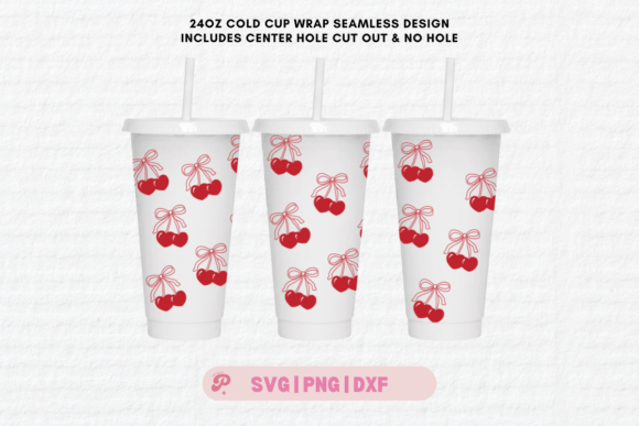 Heart Cherry Cold Cup SVG Preppy Red B: Graphics & Illustrations
