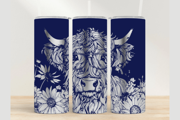 Highland Cow 20oz Laser Tumbler SVG: Graphics & Tumbler Wraps