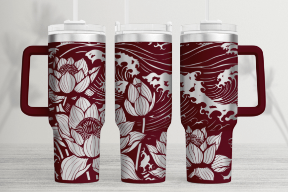 Lotus Flower 40oz Laser Tumbler Wrap SVG: Graphics for Thoughtful Tumbler Wraps
