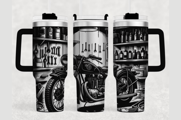 Motorcycle 40oz Laser Tumbler Wrap SVG: Graphics for Bold Tumbler Wraps