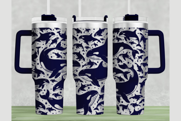 Orcas 40oz Laser Tumbler Wrap SVG: Graphics for Tumbler Wraps