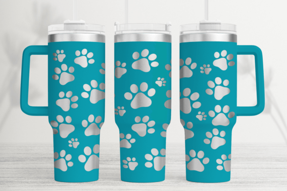 Paw Print 40oz Laser Tumbler Wrap SVG: Graphics for Tumbler Wraps