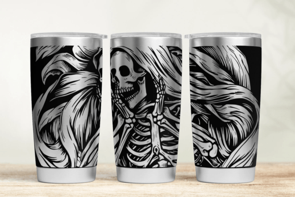 Skeleton Shy Tumbler SVG: Graphics for Bold Tumbler Wraps