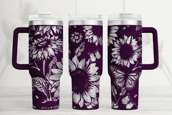 Sunflower 40oz Laser Tumbler Wrap SVG: Graphics for Warm, Handmade Tumbler Wraps