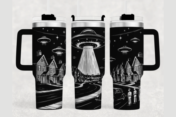 UFO 40oz Laser Tumbler Wrap SVG: Graphics for Bold Tumbler Wraps